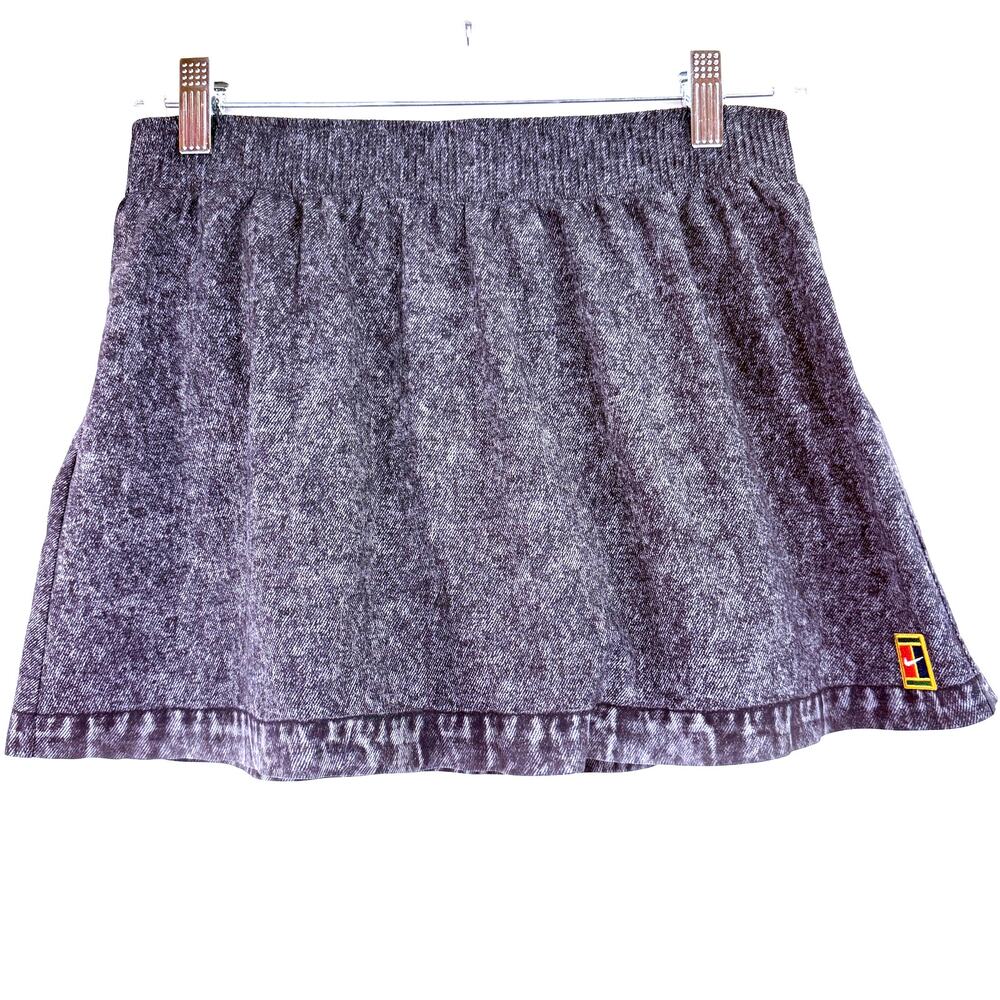 Nike Dri-Fit Court Slam Faded Black Denim Print Skirt Size Small